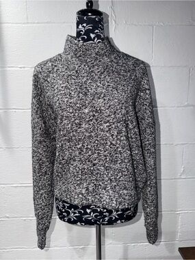 OFFLINE by Aerie Black White Marled Mock Neck Oversized Knit Sweater Medium